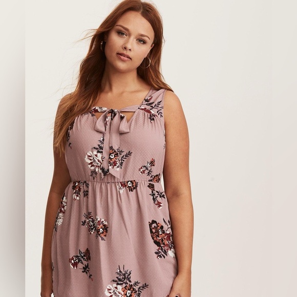 Torrid Floral Tie Neck Peplum Tunic Tank 1X - Picture 2 of 10